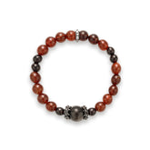 OZ Himalaya Series RD1002 Elegant Mandarin Garnet & Spessartite Garnet Bracelet - Silver Sheen Obsidian Accent